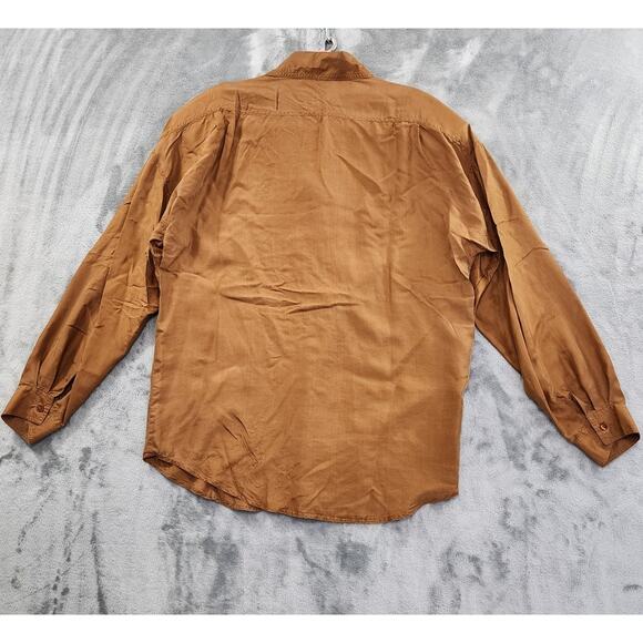 Vintage CLIO Long Sleeve Button Front Silk Blouse Size 14 Brown Copper Office - Picture 6 of 11